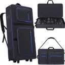 DJ Controller Case with Wheels Compatible with XDJ-AZ, Rolling DJ Travel Gig Bag with 10MM Soft Padded & Multi-pocket for DJ Controller & Accessories (with Wheels)