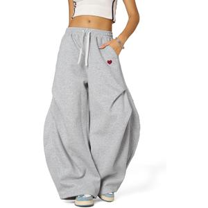 Aelfric Eden Wide Leg Sweatpants Womens Wrinkle Barrel Sweatpants Casual Athletic Baggy Lounge Pants, XS