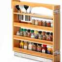 5" Pullout Spice Organization for Cabinet, 4-Tier Solid Wood Pull Out Spice Racks for Inside Cabinets, Soft-Close Sliding Cabinet Organizer with Adjustable Shelf, Narrow Pantry Organization