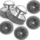 Stainless Steel Scrubber with Handle, Heavy Duty Steel Wool Scrubbers for Pots and Pans, Cast Iron, Steel Wool Scouring Pads for Stove, Oven, Grill, Kitchen, Sink Cleaning