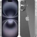XTACASE Tempered Glass Clear Case for iPhone 16, Scratch-Resistant, with Shock-Absorbing Edges, Raised Bezels, Supports Wireless Charging and Power Sharing, Crystal Clear (iPhone 16)