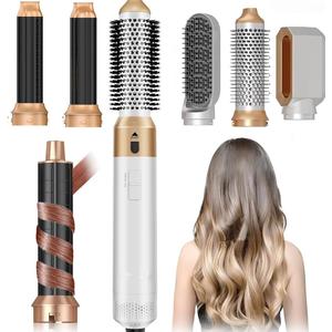 Hair Dryer Brush 5 in 1, Negative Ion Blow Dryer Brush Set - 110,000 RPM High -Speed Hot Air Brush Air Styler Curling Wrap Air Curler, Curling Iron Hair Styling Tool for Straight Curl Drying Smoothing (White)