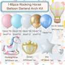 Rocking Horse Gender Reveal Decorations 146pcs Pink & Blue Balloon Garland Arch Kit with Horse Crown Hot Air Balloon Foil Balloons for Boy or Girl Gender Reveal Baby Shower Birthday Party Decor
