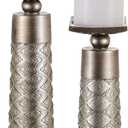 Creative Scents Dublin Silver Decorative Candle Holder Set of 2 - Home Decor Pillar Candle Stand, Coffee Table Mantle Decor centerpieces for Fireplace, Living or Dining Room Table, Gift Boxed