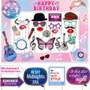 29pcs Photo Booth Props, Music Photo Booth Props with Frame, Birthday Photo Booth Party Supplies, Colorful Happy Birthday Props