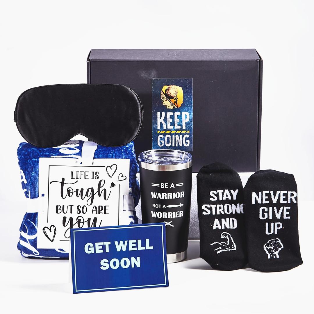 Get Well Soon Gifts Basket for Men, Chemo Care Package for Sick Friends, Thinking of You Feel Better Gifts After Surgery Cancer Chemo Box for Men Tumbler