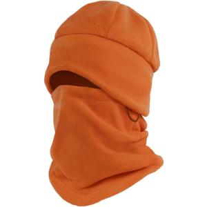 Winter Beanie Hat Scarf Set with Ear Flaps for Men Women Knit Fleece Lined Skull Cap Windproof Neck Warmer Gaiter Orange (Orange)