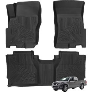 Priprilod Floor Mats Fit for Nissan Frontier Extended Cab 2005-2021 All Weather Protector TPE Floor Liners Custom Fit Car Mats Non-Slip，Only Fit Extended Cab/King Cab