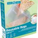 Home Logic Reusable Sandwich Bags Leak-Proof Food Storage for Snacks & More 24 Bags, 7 Inch Width