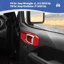 RT-TCZ for Wrangler JL Inner Door Handle Bowl Cover Decor Trim for Jeep Wrangler JL JLU Gladiator JT 2018 Up Red Interior Accessories 4pcs