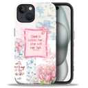 SKAMIX Case for iPhone 15,Shockproof TPU Bumper Drop Protection Hybrid 2-Layer Hard Cover for iPhone 15-Flower Bible Pattern