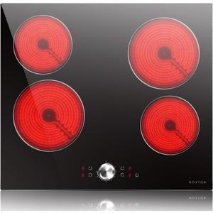 Noxton Electric Cooktop 24 Inch, Knob Control 4 Burners Electric Stovetop, Built-in Radiant Ceramic Stove, Residual Heat Indicator, Overheating protection, 6000W 220-240V Hard Wired (No Plug) Noxton Electric Cooktop 24 Inch, Knob Control 4 Burners Electric Stovetop, Built-in Radiant Ceramic Stove, Residual Heat Indicator, Overheating protection, 6000W 220-240V Hard Wired (No Plug)