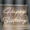 30" x 21" Large Happy Birthday Neon Sign LED Neon Light Signs with Dimmable Switch 12V Power Adapter Chain Reusable Happy Birthday Decorations for Party Room Wall Art Backdrop (Warm White)