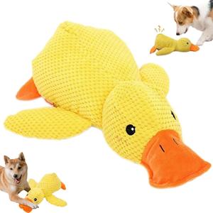 Mellow Dog Calming Duck, The Mellow Ducks Calming Pillow, The Quack-Quack Ducks Dog Toy, Cute Yellow Stuffed Calmings Duck Dog Toys with Soft Squeaker, Interactive Dog Toys for Aggressive Chewers