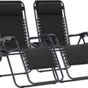 Zero Gravity Chairs Set of 2, Patio Adjustable Recliners, Black