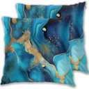 Marble Throw Pillow Covers 18 X 18 Inch Set of 2 Pillow Cases Decoration Cushion Cover for Sofa Bedroom Living Room Outdoor