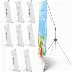 Zonon 8 Pcs X Banner Stand Adjustable Fit 23 x 63 to 32 x 78 Inch, Gray