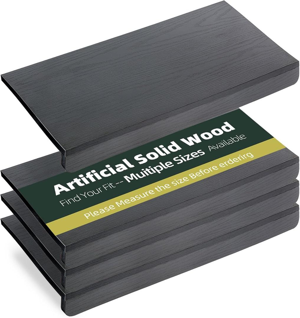 LstXyronica 24" x 12" Heavy Duty MDF Wood Shelf Liners 4 Pcs, Odor-Free Solid Panels, 0.6 Inch Thick Wire Rack Covers for Pantry, Closet & Garage Storage (Black)