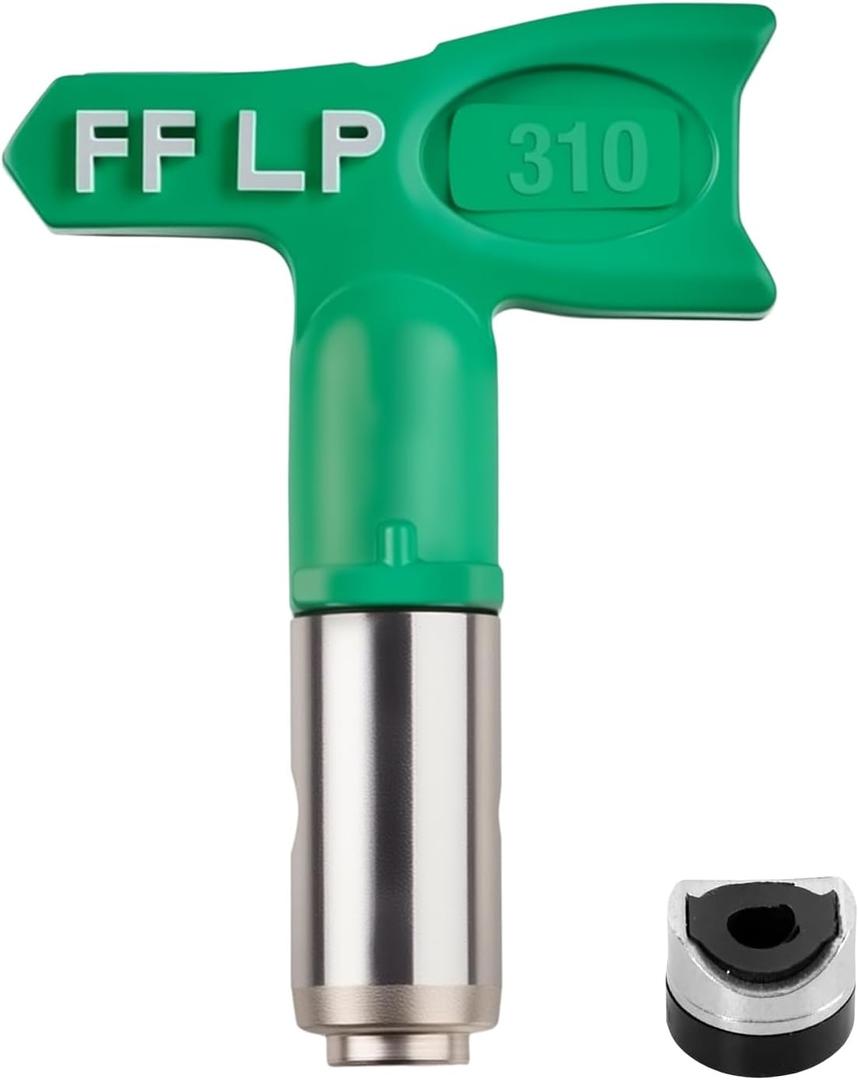 310 Fine Finish Low Pressure Airless Spray Tip, Pattern Size 6 in to 8 in, Thread Size 7/8 in for Airless Paint Spray Guns Green (Green)