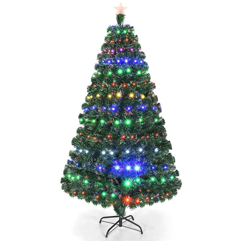 7'Pre-Lit Christmas Tree Fiber Optic Multicolor LED Lights