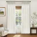 Pinch Pleated Curtains, 100% Light Blocking Linen Pinch Pleat Blackout Curtains for Bedroom, Thermal Insulated Blackout Drapes 2 Panels Set for Living Room - Natural on Linen, W40 x L90