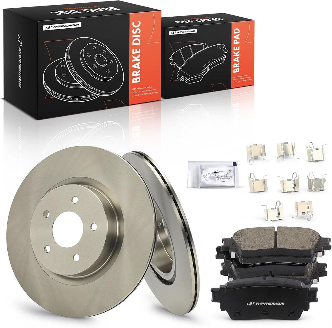A-Premium 12.28 In(312mm) Rear Vented Brake Rotors & Ceramic Pads Kit