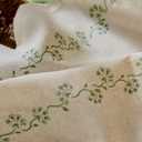 Jinchan Katy Linen Floral Kitchen Curtains 36 Inches Length Stripe Cafe Curtains Farmhouse Cottagecore Tier Small Window Drapes for Living Room Light Filtering Rod Pocket 2 Panels Sage Green on Linen