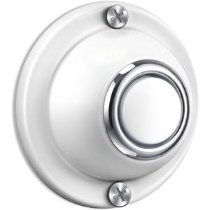 Dreyoo Door Bell Button, Round Metal Doorbell Button Wired Lighted Up LED Door Buttons Replacement Solid Iron Doorbell for Home Front Doors, White Light (White)