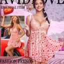 Avidlove Women Lingerie Lace Babydoll Mesh Nightgown Chemise Boudoir Nighty Sleepwear (Small, Pink Heart)