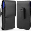 Mopaclle Swivel Belt Clip Phone Holster for Galaxy S24/25 Ultra A03s A14 A33 A25 A52 A73 Note 20 Ultra S24 Plus S23 Plus,Phone Belt Holder for iPhone 16 Pro Max,15/14 Pro Max (02 Leather -Black)