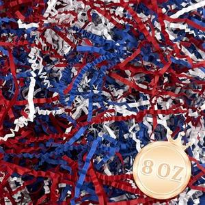 1/2LB Crinkle Cut Paper Shred Filler Great for Gift Wrapping, Basket Fillers, Birthday, Gift Wrapping, Anniversary, Halloween Christmas Party Decor Filling Supplies Red White Blue