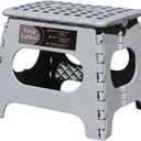 Non-Slip Folding Step Stool, Sturdy Safe Enough - Holds up to 300 Lb - 11 inch Footstool for Adults or Kids, Folding Ladder Storage/Opens Easy, for Kitchen,Toilet,Camping (Light Grey, 11'')