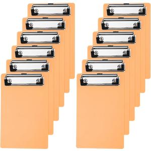 PATIKIL 6" x 9" Plastic Clear Hanging Clipboard A5 Transparent Clipboard Size 6.3" x 9" with Low Profile Metal Clip for Office Meeting Classroom Home, Orange,24Pcs