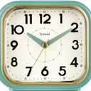 4.3" Retro Analog Alarm Clock • Silent Non Ticking • Gentle Wake • Beep Sounds • Increasing Volume • Battery Operated Snooze and Lighted on Demand • Retro Green