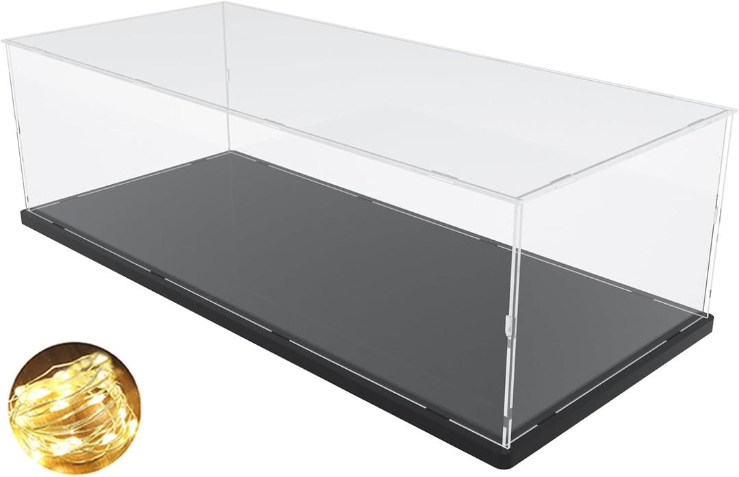 DuvinDD Acrylic Display Case for Lego Car Mercedes F1 42171, McLaren MCL39 F1 Car 42228, Clear Large Display Box 1/8 Scale Model Car Dustproof for Collectibles with Black Base(27.5x11.8x7.8 inch)