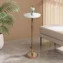 Martini Table Height Adjustable, Drink Tables for Small Spaces, Round Side Table, Tiny Side Tables for Living Room, Bedroom, Cocktail (White)