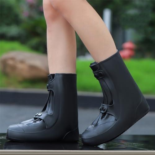 SooGree Waterproof Rain Shoe Covers Rubber Shoe Boot Covers Not-Slip Reusable Rain Shoe Protectors Galoshes Overshoes for Man and Women Sand Control Rain Snow (Black, XL) 44/45