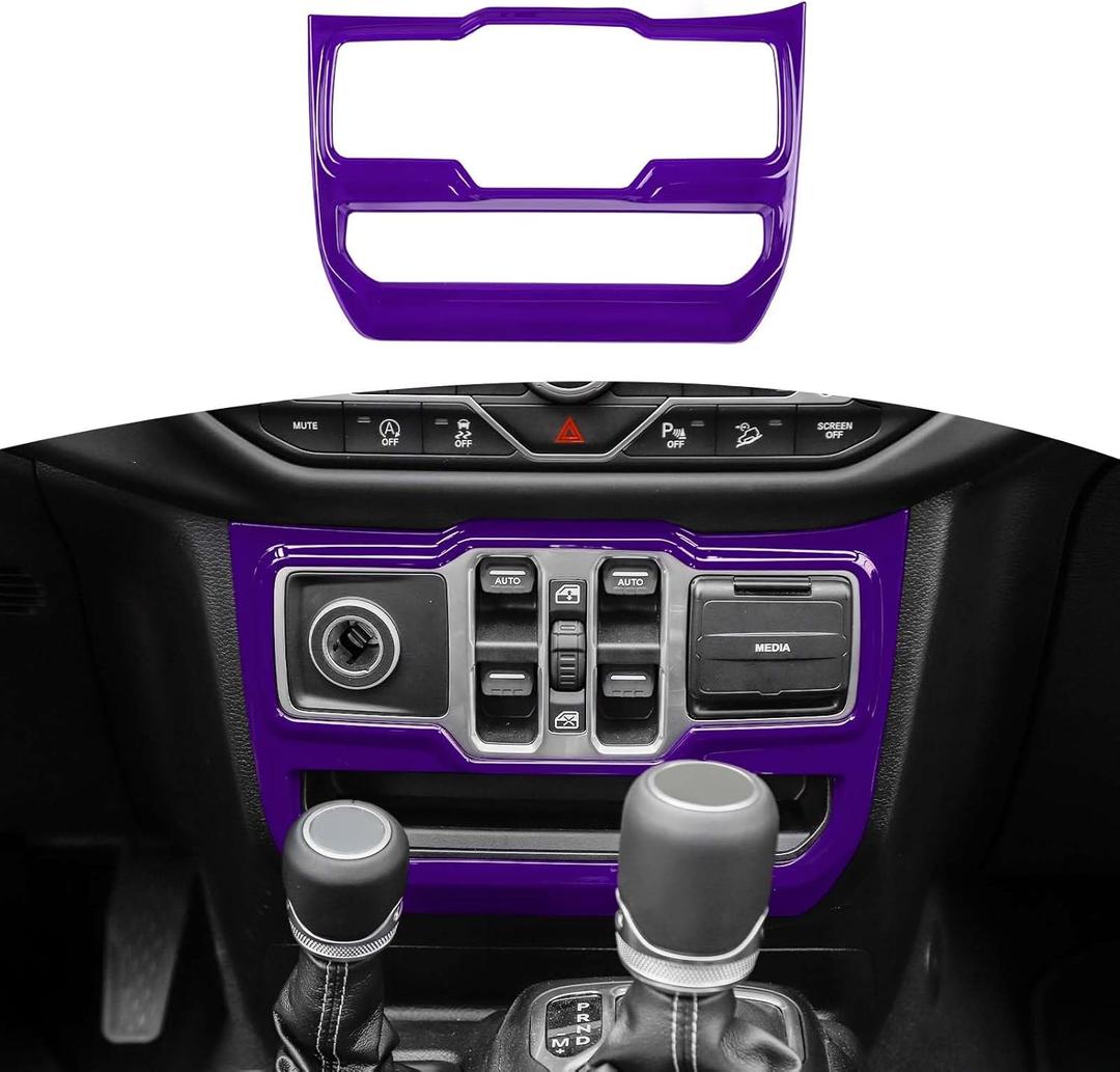 RT-TCZ for Jeep JL Center Dash Window Switch Panel Trim Cover for Jeep Wrangler JL JLU Gladiator JT 2018-2024 Purple Interior Accessories