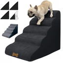 Curved Dog Stairs for High Bed Up to 30", 5-Step Dog Ramp for Small Dogs with Washable Cover, Non-Slip Steps for Cats to Get on Couch and Sofa, Durable Foam Ladder for Medium Breeds, black