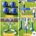 NIPLOOOW Pool Basketball Hoop, 2-in-1 Floating Pool Toys Ring Game with 4 Balls and Pump, Outdoor Swimming Pool Basketball Games Water Play Toy Family Party for Kids Adults Age 3-12 (Blue)