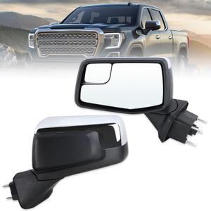 Left Driver Side Mirror Compatible With 2019 2020 2021 2022 2023 2024 2025 2026 GMC Sierra 1500 With Manual Folding Power Glass Heated Chrome Replace#84732161 84309731(5Pins)