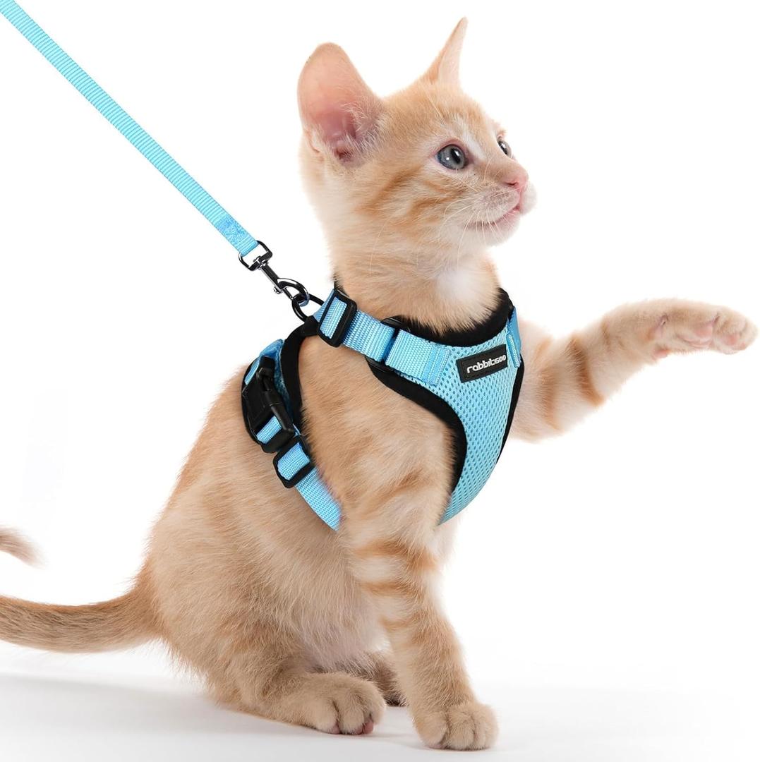 rabbitgoo Cat Harness and Leash for Walking, Escape Proof Soft Adjustable Vest Harnesses for Cats, Easy Control Breathable Reflective Strips Jacket, Pink, XXS