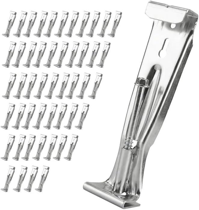 5 Inch 50 Pack Gutter Hangers, Heavy Duty Hidden Rain Gutter Brackets Fastener with Pre-Inserted Screw, Aluminum Gutter Brackets for Repairing Sagging Rain Gutters, Silver