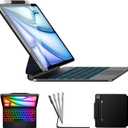 typecase Edge Keyboard Case for iPad Air 11-inch(M4/M3/M2, 2026/2025/2024), iPad Pro 11-inch(4th/3rd/2nd/1st Gen) & iPad Air 10.9-inch 5/4th Gen, Multi-Touch Trackpad, 11-Color Backlight, Black
