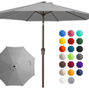 JEAREY 10FT Outdoor Patio Umbrella Outdoor Table Umbrella with Push Button Tilt and Crank, Market Umbrella 8 Sturdy Ribs UV Protection Waterproof for Pool, Garden (Light Gray)