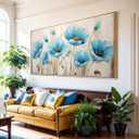 Wall Art Modern Artwork Canvas Painting Blue flowers Trees Wall Decor for Living Room Bedroom Dining Room Home Office Decor 20"x40"(50CMx100CM) with Framed