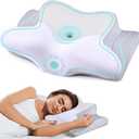 Cervical Pillow for Neck Pain Relief - Ergonomic Pillow for Sleeping Side Sleeper Pillow for Adults, Contour Neck Pillow Cooling Memory Foam Pillows, Orthopedic Bed Pillow(White & Grey)