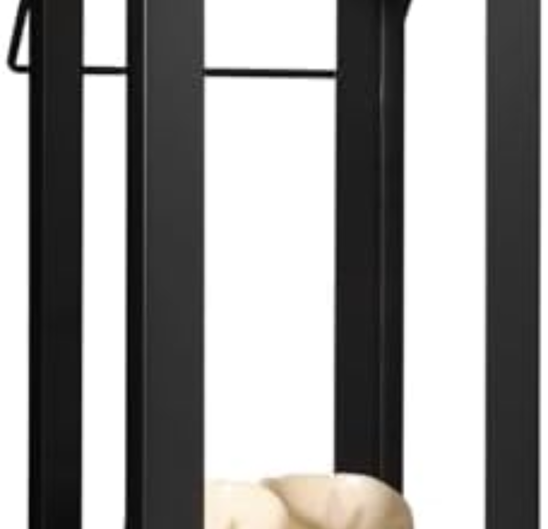 12.4" Black Metal Modern Candle Lantern – Decorative Hurricane Lantern for Indoor & Outdoor Use, Ideal for Table, Black Lantern for Mantle, Halloween, Christmas, and Wedding Decor