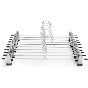 Pants & Skirt Hangers with Adjustable Non-Slip Clips - Space Saving Metal Hangers for Coats, Garments & Jeans - 10 Pack