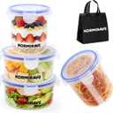 Leakproof Food Storage Containers with Insulated Bag - 4 Pack BPA Free Airtight Plastic Containers for Soup, Meal Prep & Lunch | Stackable | Microwave/Dishwasher/Freezer Safe [22oz/23oz]